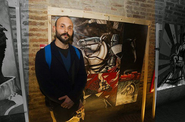 Tommaso Andreini, il pittore del drappellone del Palio di Siena del 2 luglio 2016 e una sua opera surrealista
